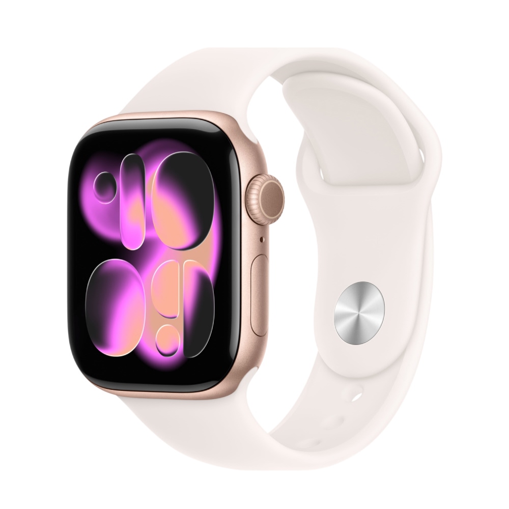 Apple Watch Series 11, GPS, алюминиевый корпус цвета Розовое Золото, спортивный ремешок цвета Лёгкий Румянец, 42 мм
