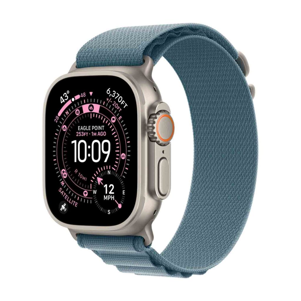 Apple Watch Ultra 3, ремешок Alpine Loop, Титан, Светло-голубой